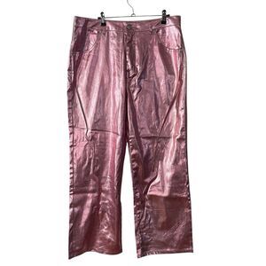MESHKI Plus 2XL Minnie Metallic Straight Jeans Pink Coated High Rise NWT